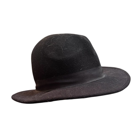 ♥️FEDORA H&M Women's Black Hat OS Rancher Western Cowgirl Felt Like Poly Panama - Picture 7 of 11